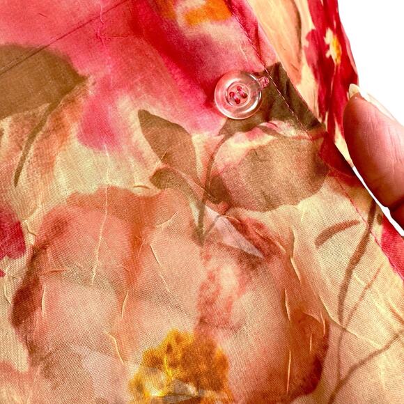 Sheer Chiffon Floral Button Top Collared 20W Garden Fairy Bloomcore Ethereal VTG - Picture 5 of 13